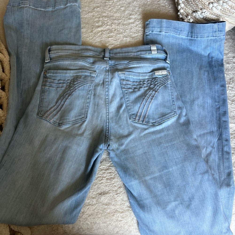 7 For All Mankind Sky Blue Wide Leg Jeans